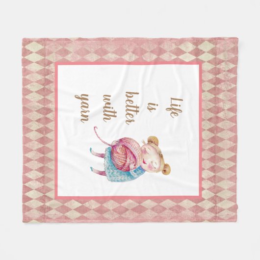 Sweet Yarn Lover Fleecedecke (Vorderseite (Horizontal))