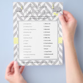 Sweet Yellow and Gray Elephant Baby Shower Game Flyer (Hand)