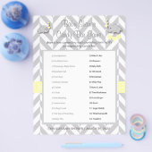 Sweet Yellow and Gray Elephant Baby Shower Game Flyer (Einzeln)