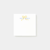 Sweet Yellow Bow Blue Personalisiert Post-it Klebezettel (Vorderseite)