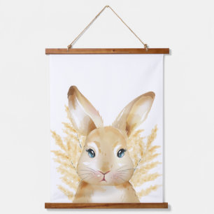 Sweet Yellow Bunny Woodland Kinderzimmer Zimmerdek Wandteppich Mit Holzrahmen