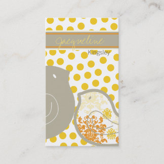 Sweet Yellow Damask Chicks Polka Dots Whimsical Visitenkarte
