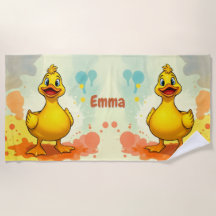 Sweet Yellow Duck Beach Handtuch - Personalisierte
