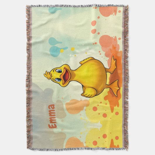 Sweet Yellow Duck Throw Blanket - Personalisierter Decke (Vorderseite Vertikal)