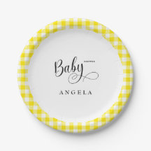 Sweet Yellow Gingham Baby Dusche