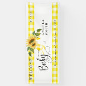 Sweet Yellow Gingham Sunflower Baby Dusche Willkom Banner (Vertikal)