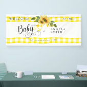 Sweet Yellow Gingham Sunflower Baby Dusche Willkom Banner (Messe)