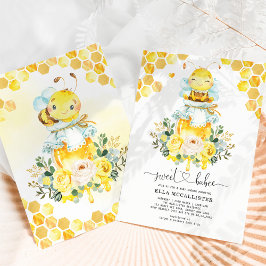 Sweet Yellow Honey Bee Floral Baby Dusche Einladung