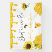 Sweet Yellow Honey Comb Sunflower Bee Baby Dusche Banner (Vertikal)