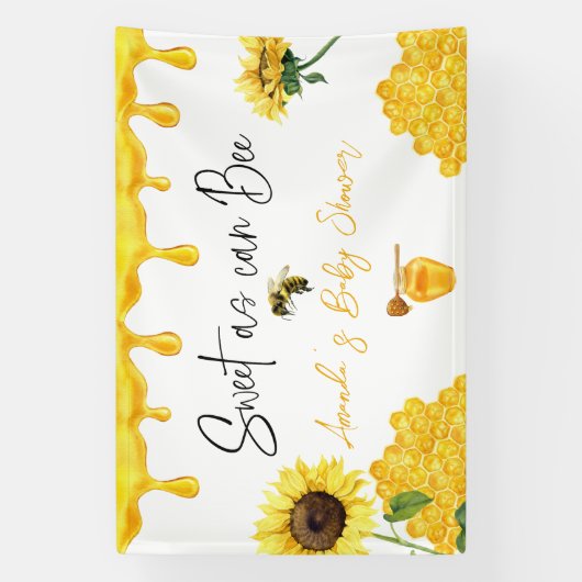 Sweet Yellow Honey Comb Sunflower Bee Baby Dusche Banner (Vertikal)