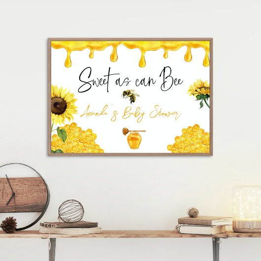 Sweet Yellow Honey Comb Sunflower Bee Baby Dusche Banner