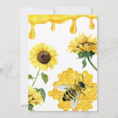 Sweet Yellow Honey Comb Sunflower Bee Baby Dusche Einladung (Rückseite)