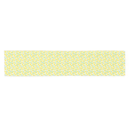 Sweet Yellow Lemons Leaf Pattern Kurzer Tischläufer (Horizontal)