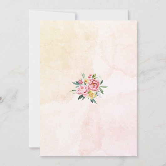 Sweet Yellow Pink Flower Garden Taufe Einladung (Rückseite)