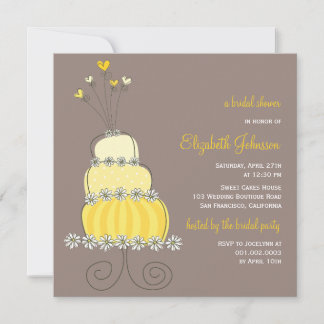 Sweet Yellow Wedding Cake Brautparty Einladung