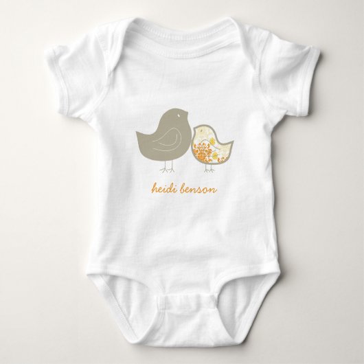Sweet Yellow Whimsical Niedlich Damask Chicks T - Baby Strampler (Vorderseite)