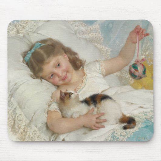 Sweet Young Girl Playing with your Pet Cat (Munier Mousepad (Vorne)