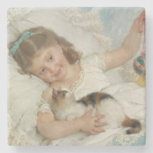 Sweet Young Girl Playing with your Pet Cat (Munier