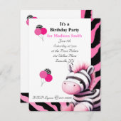 Sweet Zebra Birthday Einladung (Vorne/Hinten)