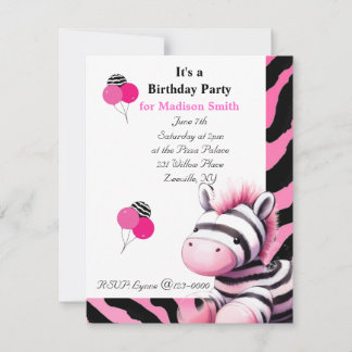 Sweet Zebra Birthday Einladung