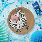 Sweet Zebra Cartoon Design Pappteller (Party)