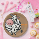 Sweet Zebra Cartoon Design Pappteller (Party)