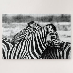 Sweet Zebra Couple schwarz-weiß, Jigsaw Puzzle