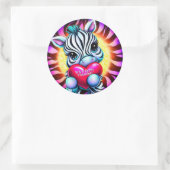 Sweet Zebra Valentine Runder Aufkleber (Tasche)