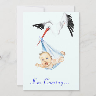 Sweet Zeichnend Spaß Stork Baby Dusche Einladung