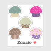 Sweet Zuckerguss Cupcake Illustration Design Aufkleber (Blatt)