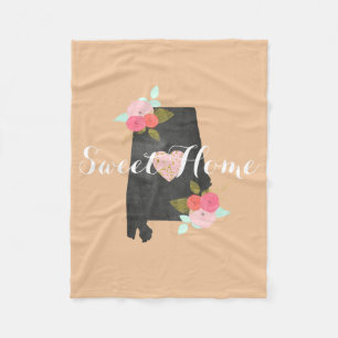 Sweet Zuhause Alabama Staat Aquarell Floral & Herz Fleecedecke