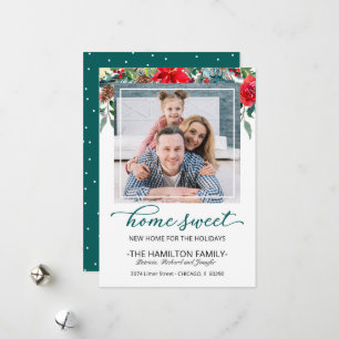 Sweet Zuhause Christmas Moving Announcement Foto Feiertagskarte