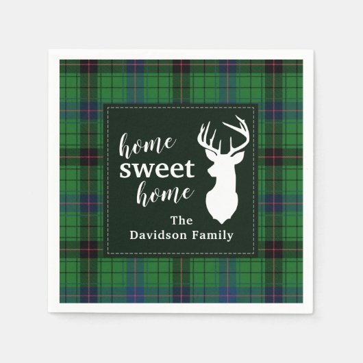 Sweet Zuhause Tartan Davidson Personalisiert Karie Serviette (Vorderseite)