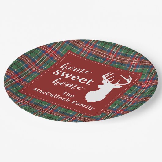 Sweet Zuhause Tartan Family Karierte Custom Pappteller (Schrägansicht)