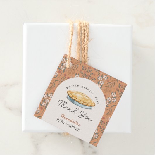 Sweeter als Pie Floral Baby Dusche Danke Geschenkanhänger (Beispiel)