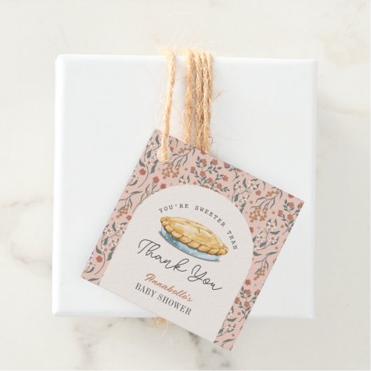 Sweeter als Pie Pink Floral Baby Dusche Vielen Dan Geschenkanhänger (Beispiel)