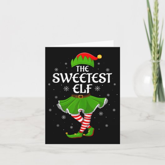 Sweetest Elf Christmas Family Girls Women Elf Squa Karte (Vorderseite)