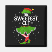 Sweetest Elf Christmas Family Girls Women Elf Squa Magnet (Vorne)