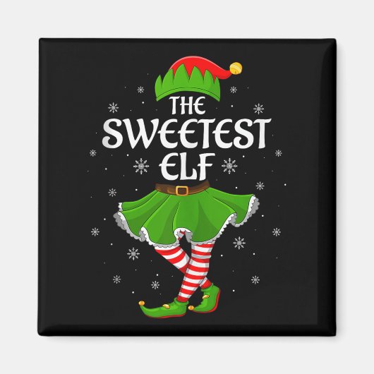Sweetest Elf Christmas Family Girls Women Elf Squa Magnet (Vorne)
