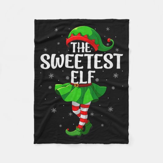 Sweetest Elf Christmas Girls Women Elf Squad Xmas  Fleecedecke (Vorderseite)