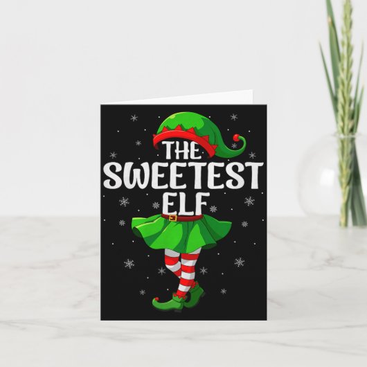 Sweetest Elf Christmas Girls Women Elf Squad Xmas Karte (Vorderseite)