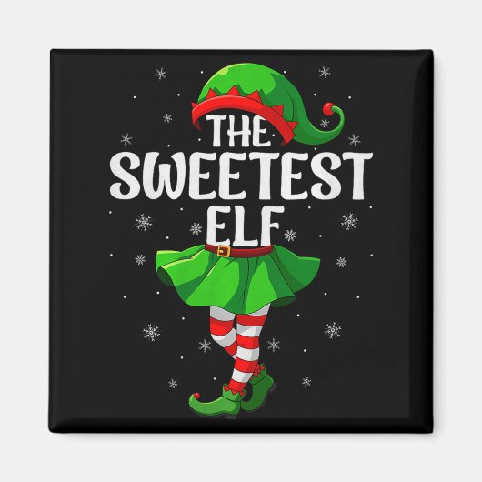 Sweetest Elf Christmas Girls Women Elf Squad Xmas Magnet (Vorne)