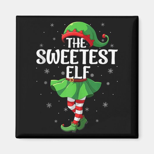 Sweetest Elf Christmas Girls Women Elf Squad Xmas Magnet (Vorne)