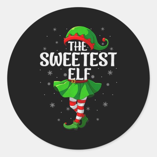Sweetest Elf Christmas Girls Women Elf Squad Xmas Runder Aufkleber (Vorderseite)
