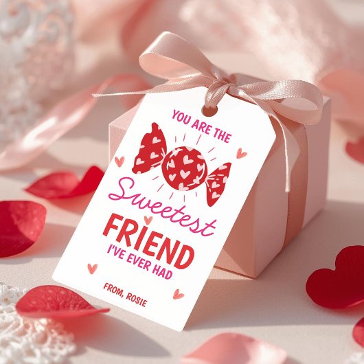 Sweetest Friend Valentine Gift Tag Candy Theme Geschenkanhänger