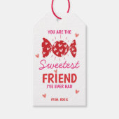 Sweetest Friend Valentine Gift Tag Candy Theme Geschenkanhänger (Vorderseite)