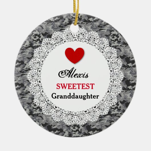Sweetest Grandtochter Silver Black Camouflage A5 Keramikornament (Vorne)