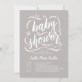 Sweetest Gray and Pink Baby Shower Einladung (Vorderseite)