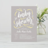 Sweetest Gray and Yellow Baby Dusche Einladung (Stehend Vorderseite)