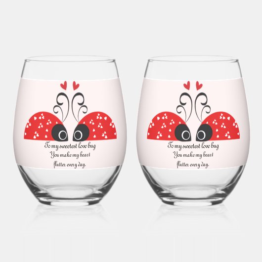 Sweetest Liebe Bug Weinglas Ohne Stiel (Vorderseite)